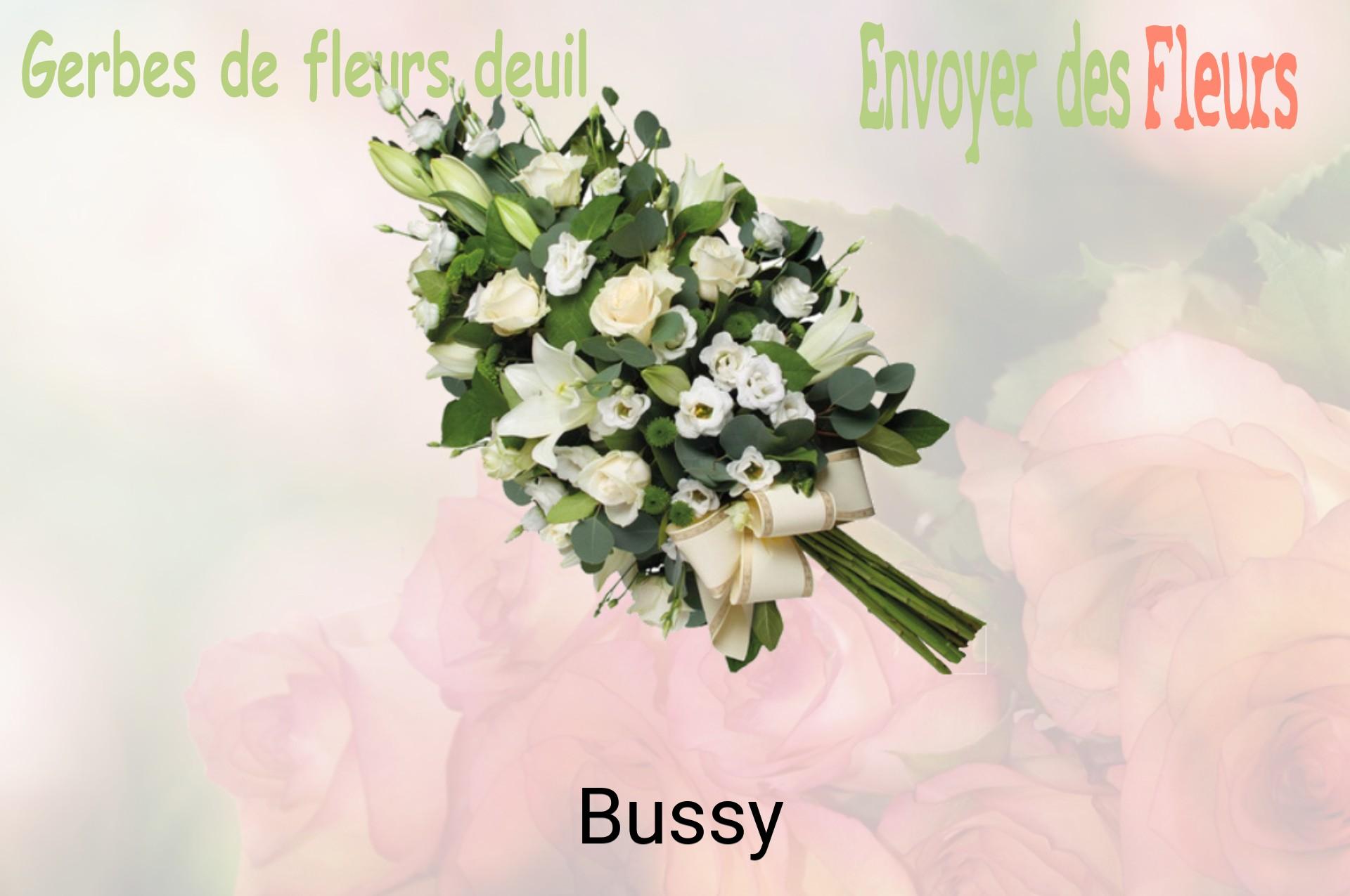 Gerbe de fleurs de deuil livrée à Bussy